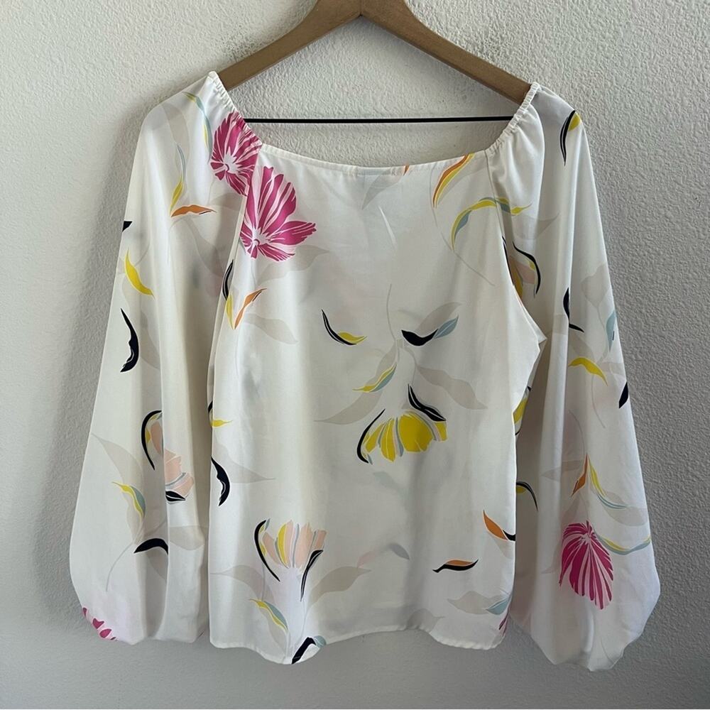 A New Day Squared Neck Floral Top Lightweight Sleeved Medium - Picture 3 of 5